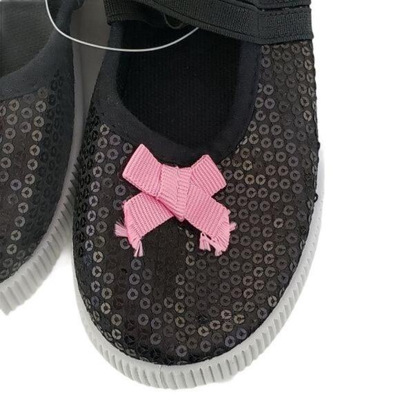 2 FOR $5 SALE Lilly of New York  Black Sequined Slip On Sneakers Size 10 - Picture 4 of 9